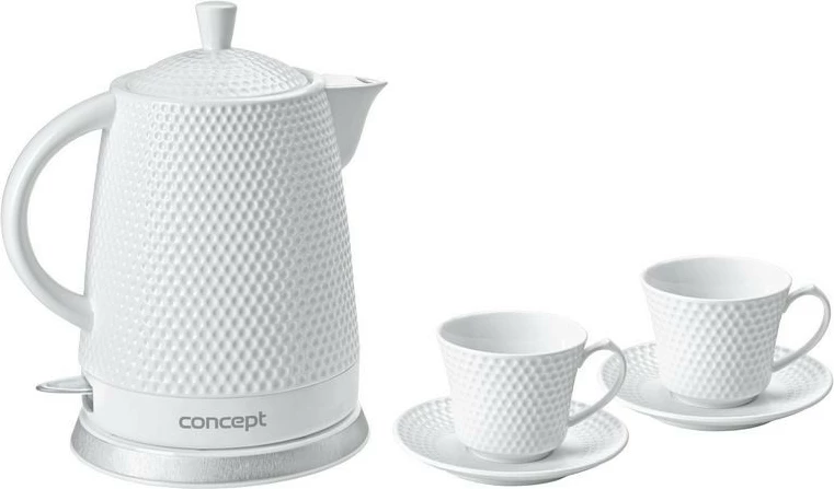 Keramični čajnik 1,5 L, set z dvema skodelicama Concept RK0040, bel