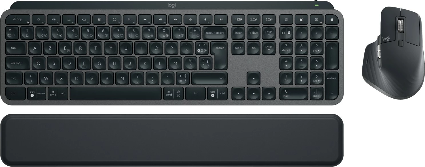 Brezžični komplet tipkovnice z LED osvetlitvijo in miške, Logitech 920-010927, AZERTY, grafitna