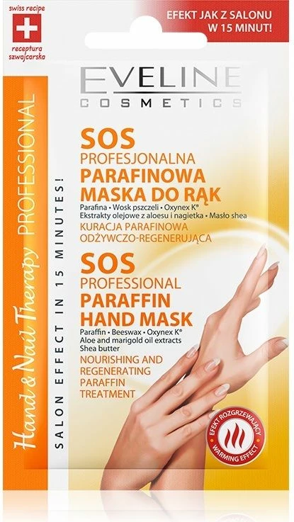 Maska za roke Eveline Cosmetics Hand&Nail Therapy Professional SOS Parafin, 7 ml