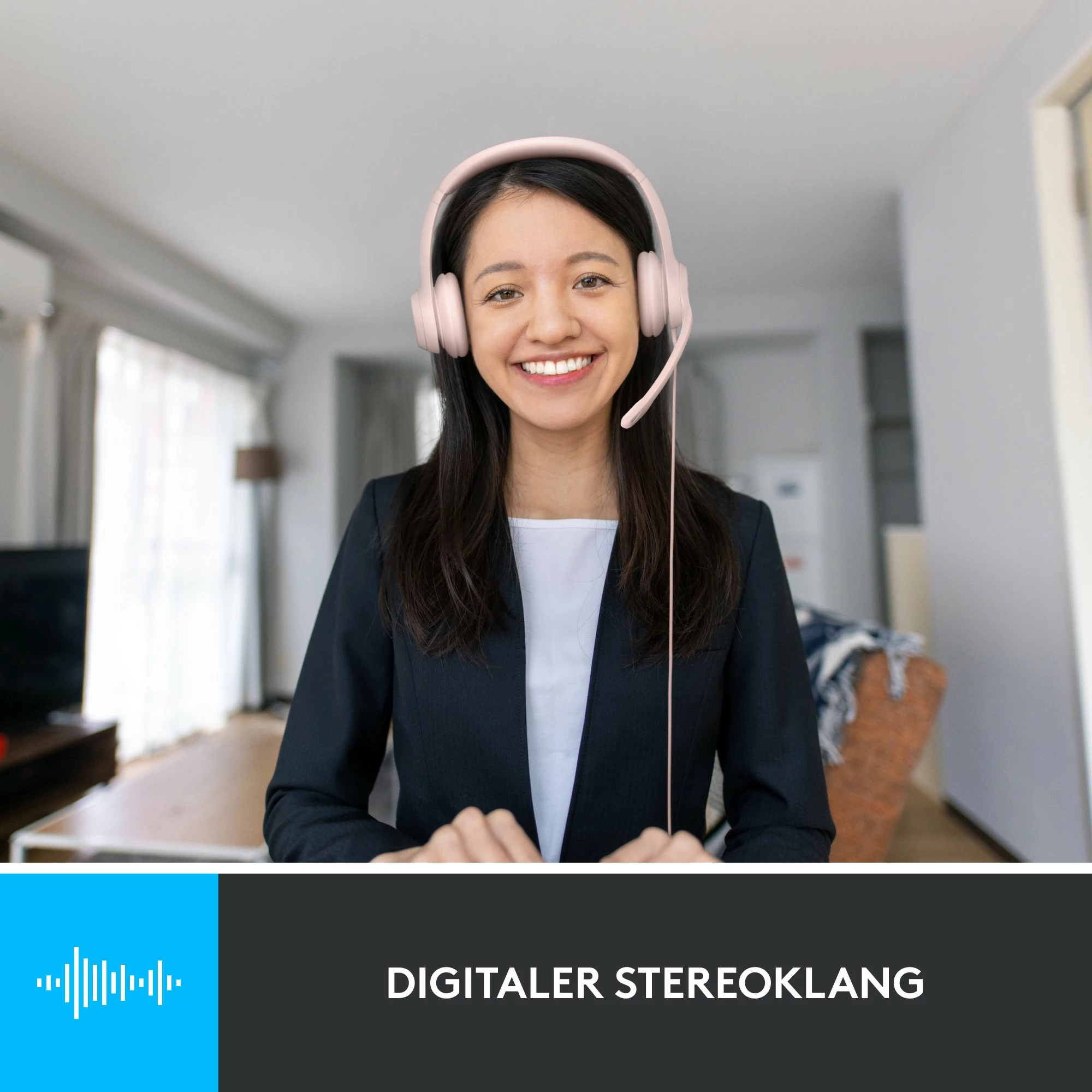 Kabelske slušalke z mikrofonom, Logitech H390, USB-A, roza