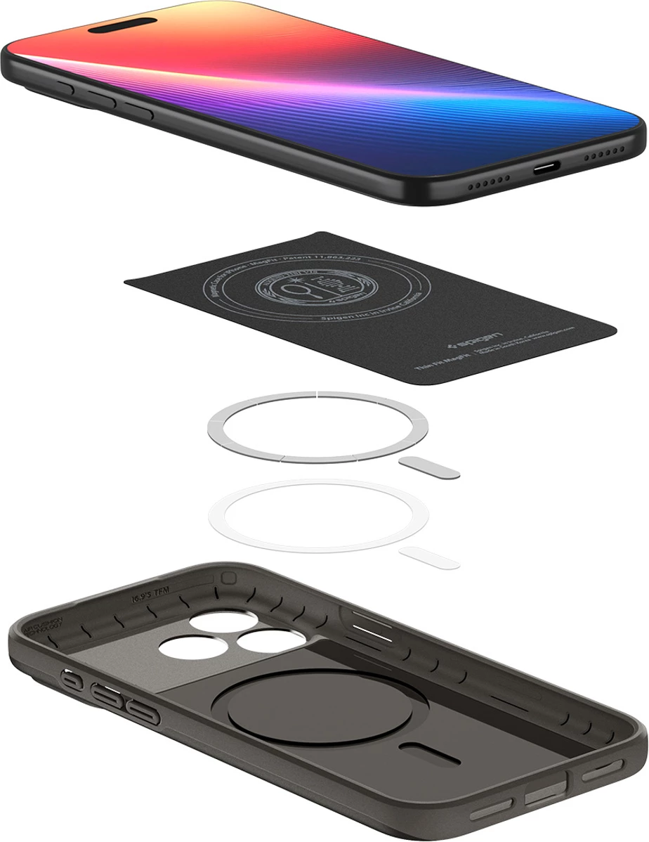 Tanek zaščitni ovitek MagSafe za iPhone 17 Pro, Spigen, siva