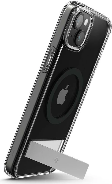 Ovitek Spigen Ultra Hybrid S MagSafe za iPhone 15 Plus, z vgrajenim stojalom, črn