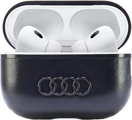 Ovitek iz umetnega usnja z velikim logotipom Audi za AirPods Pro 2, črn