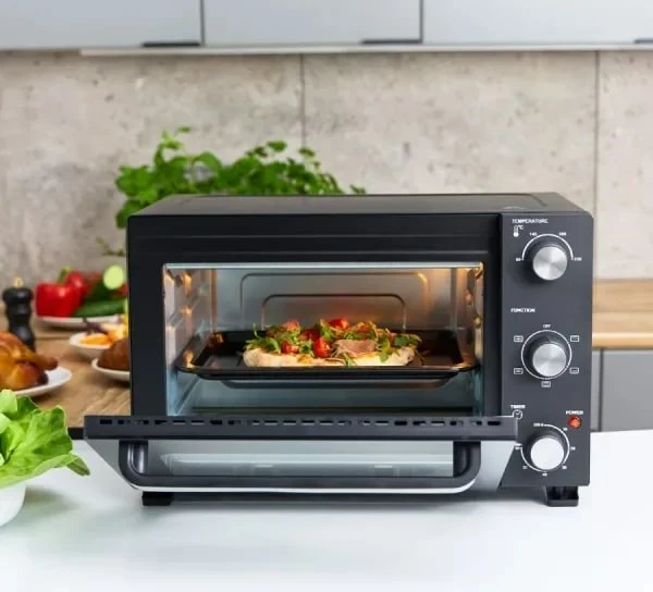 Mini pečica z električnim grelnim MPM MPE-14/T, 1300 W, črna