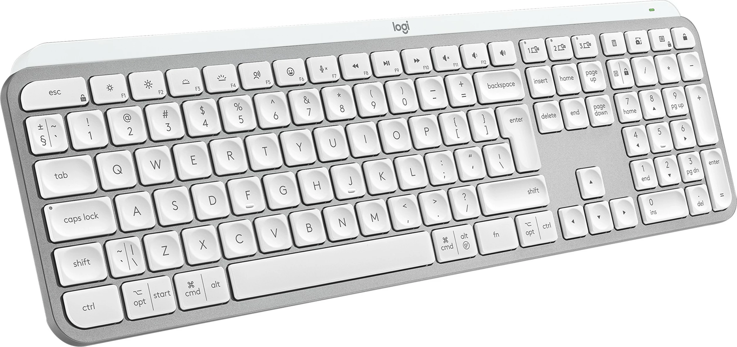 Brezžična tipkovnica Logitech MX Keys S, Bluetooth, LED, QWERTY, aluminij, bela