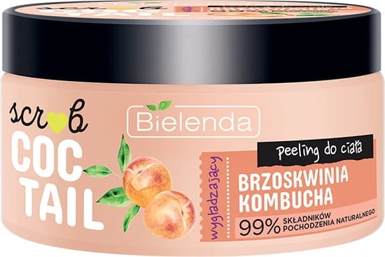 Peeling za telo Bielenda Scrub Coctail Smoothing z breskvijo in kombučo, 350 g