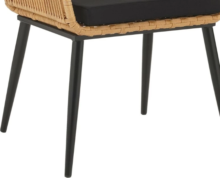 Klopota iz naravnega ratana Tanish, kovinske črne noge 58x58,5x87 cm