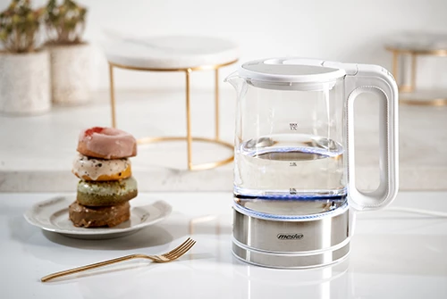 Električni čajnik iz stekla Mesko MS1301, 1,7 L, nadzor temperature, LED, bel