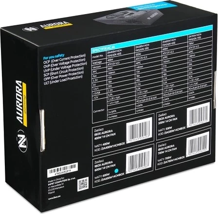 Napajalnik 600W z ventilatorjem 14 cm, bel - IBOX AURORA