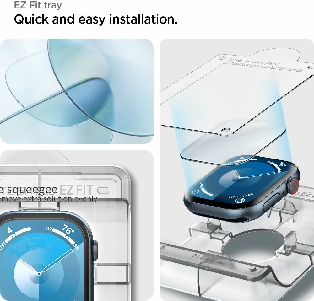 Zaščitno steklo za pametno uro Spigen Elite Shield EZ FIT Hybrid Glass, za Apple Watch 10 46 mm, prozorno, 2 kosa