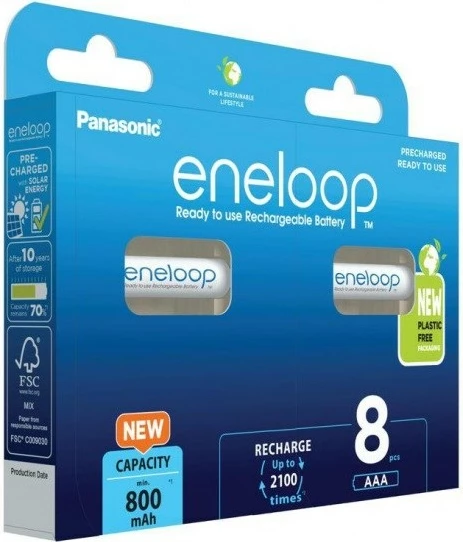 Polnilne baterije AAA, 800 mAh, 8 kos, bele - Panasonic Eneloop BK-4MCDE/8HH