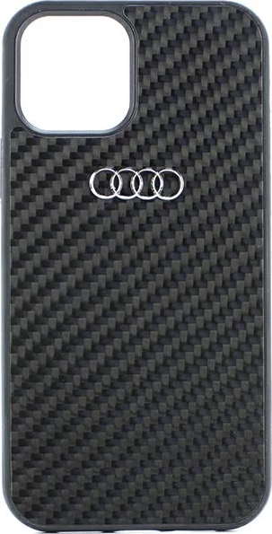 Ovitek za telefon iz karbonskih vlaken za iPhone 12/12 Pro 6,1", Audi, črn