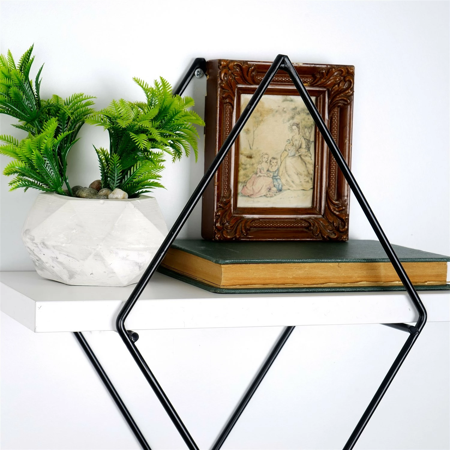 Dekorativna kovinska stenska polica Hanah Home WR057, bela (2 kosa)