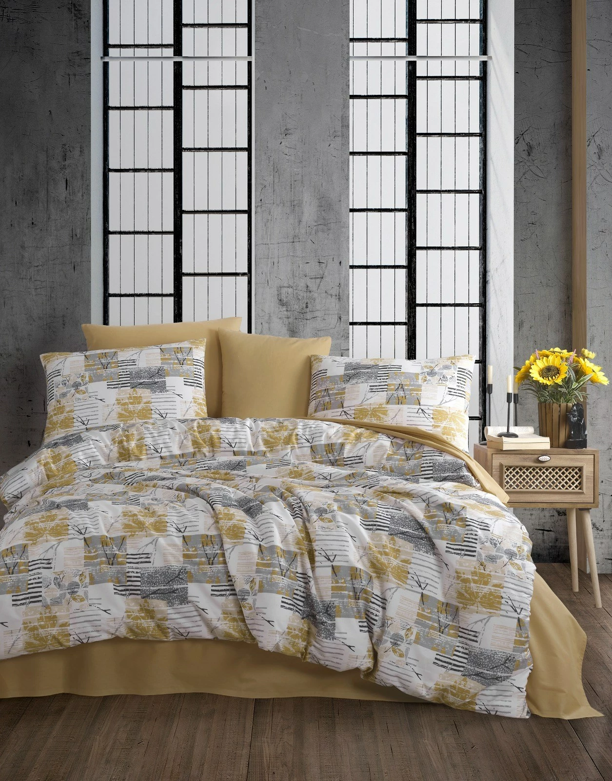 Enojni set prevlek za odejo Ranforce, L'essentiel Serra, rumena