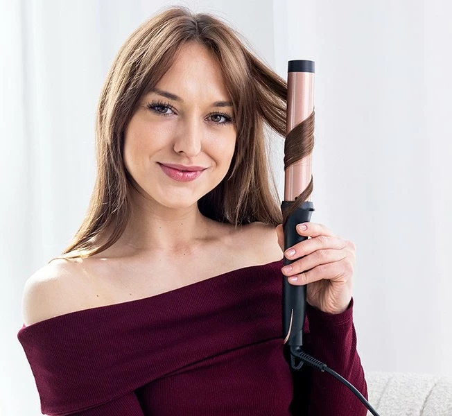 Kodrator za lase Sleek & Shine Curler 32 mm Lafe, črno/meden