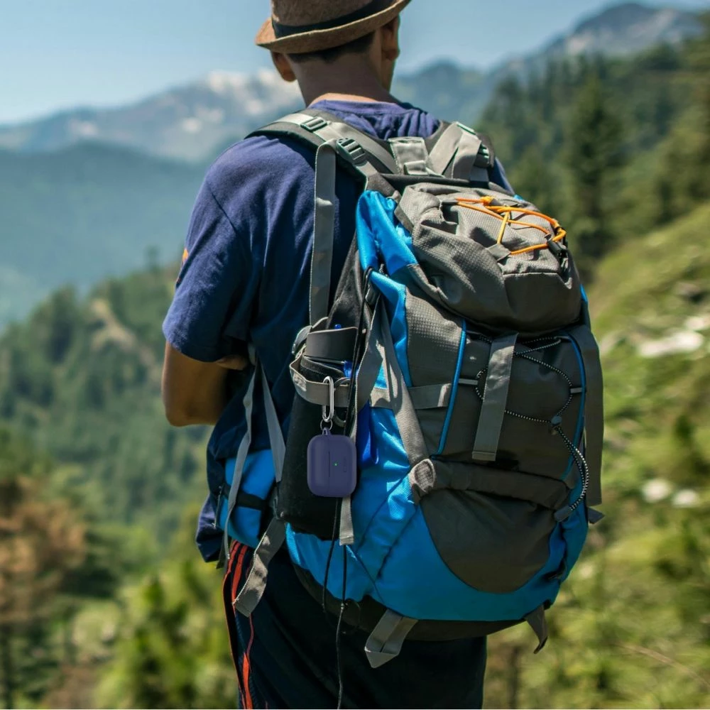 Silikonski ovitek s karabinerjem za AirPods Pro/Pro 2 Tech-Protect, modra