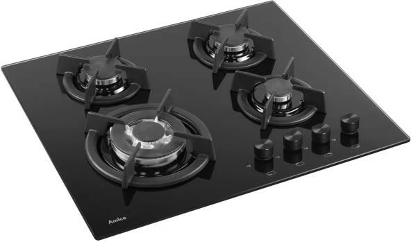 Plinski štedilnik, 4 kuhališča, steklo, črn Amica PG6411SR