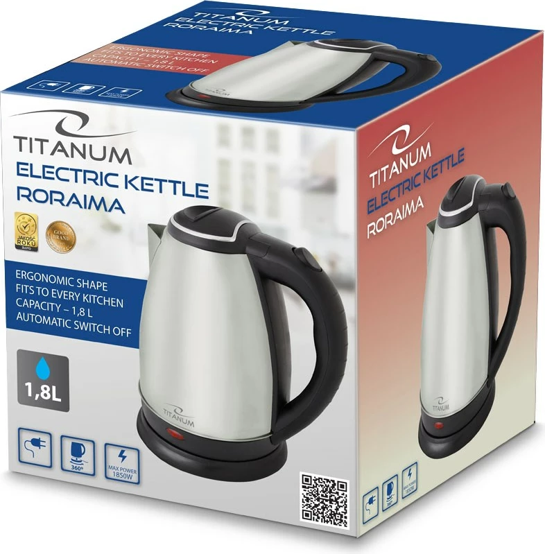 Električna kuhalnik vode Titanum TKK102X, 1800 W, 1,8 L, srebrn