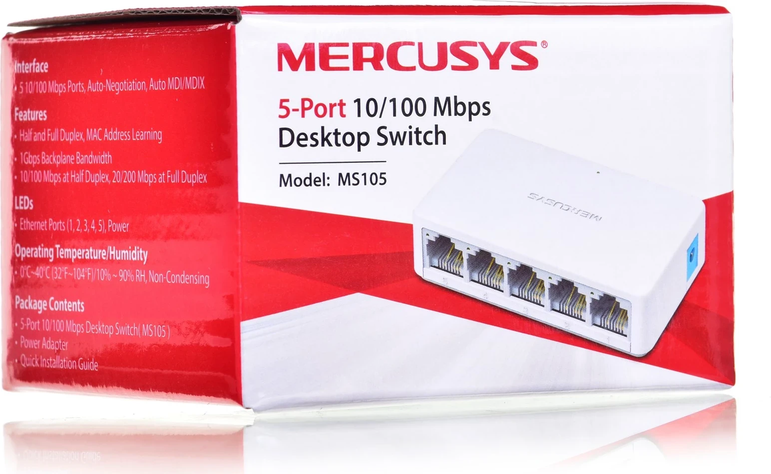 Preklopnik Mercusys, 5 vrat, 10/100 Mb/s, bel Preklopnik Mercusys, 5 vrat, 10/100 Mb/s, bel