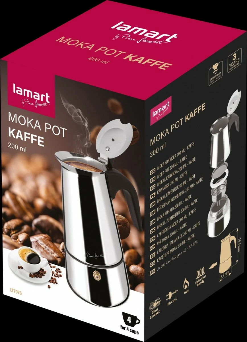 Kavni aparat Lamart LT7076 Moka Kaffe, 200 ml, jeklo