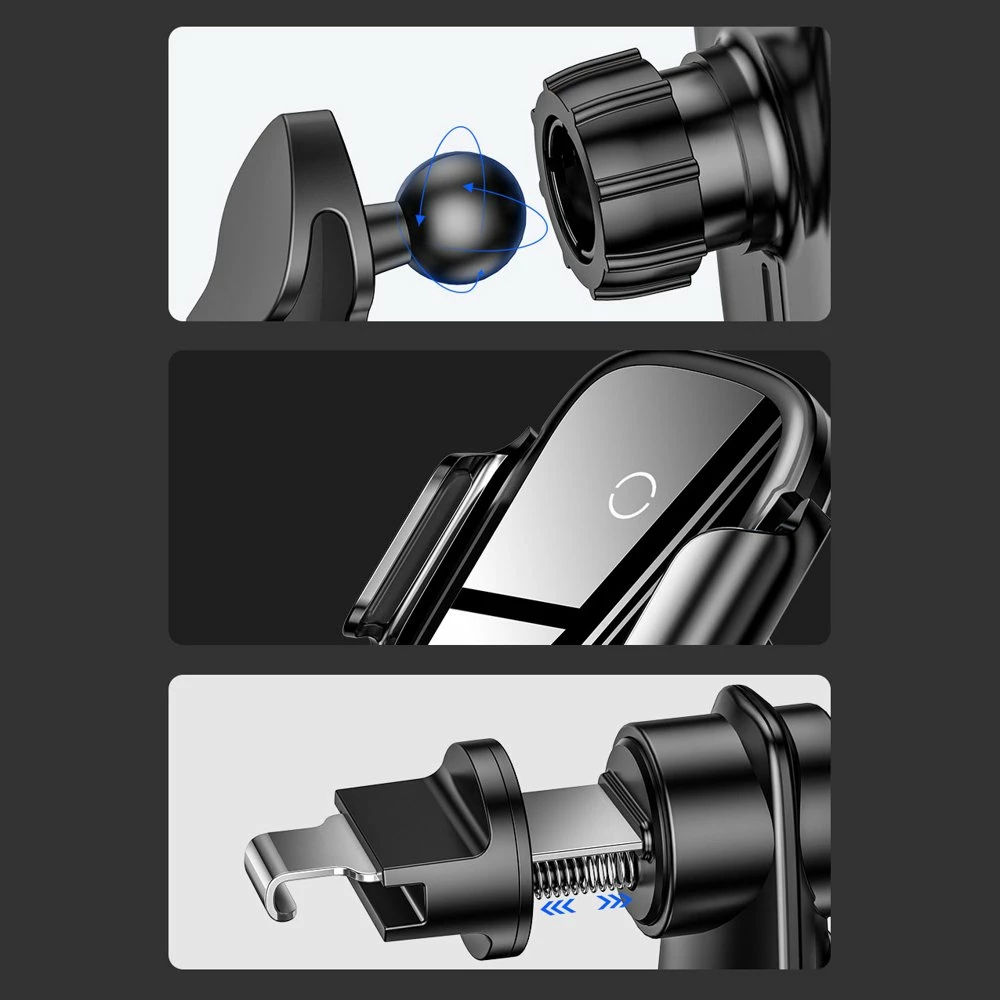 Električno avtomobilsko držalo z brezžičnim Qi polnjenjem 15W, črno Baseus WXHW03-01