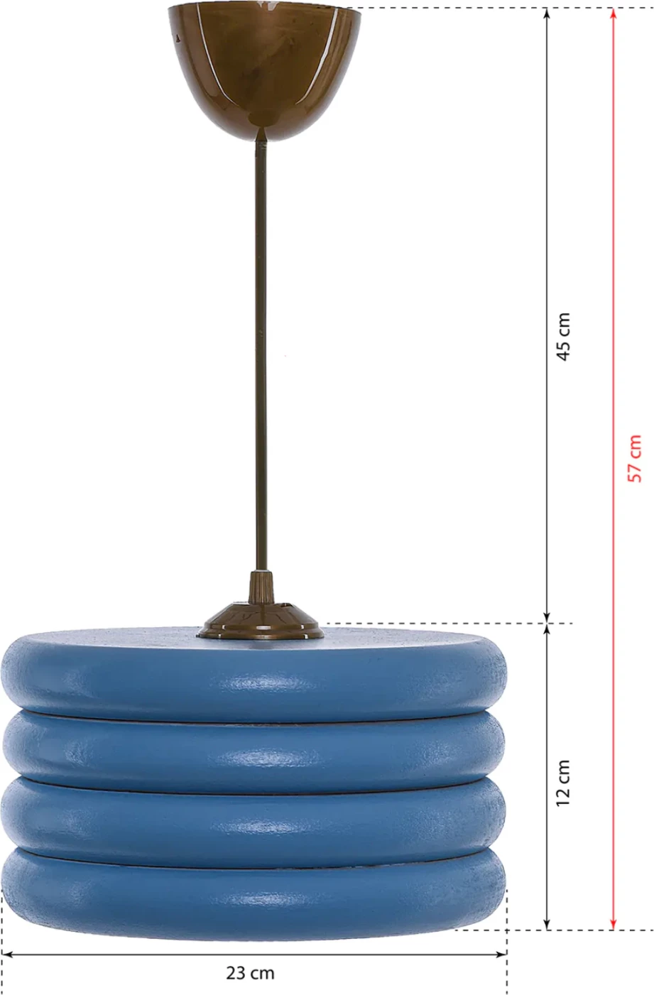 Stropna viseča svetilka FH7655.02, modri leseni obroči, Φ23x57