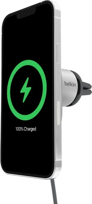 Brezžični polnilec za avto Belkin BoostCharge Pro WIC008BTGR-V2, 20 W, USB Type-C, srebrno/bele barve