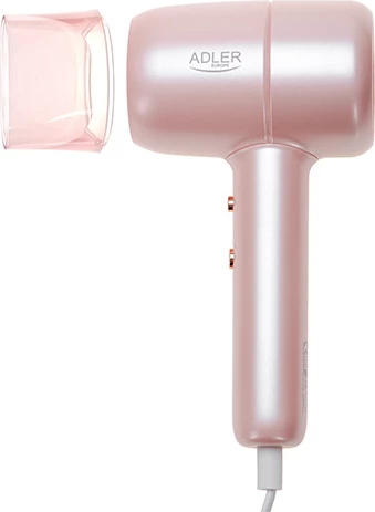 Sušilnik za lase Adler AD 2279p, 1600–1800 W, 2 hitrosti, 2 temperature, ionizacija, kabel 1,8 m, rožnat