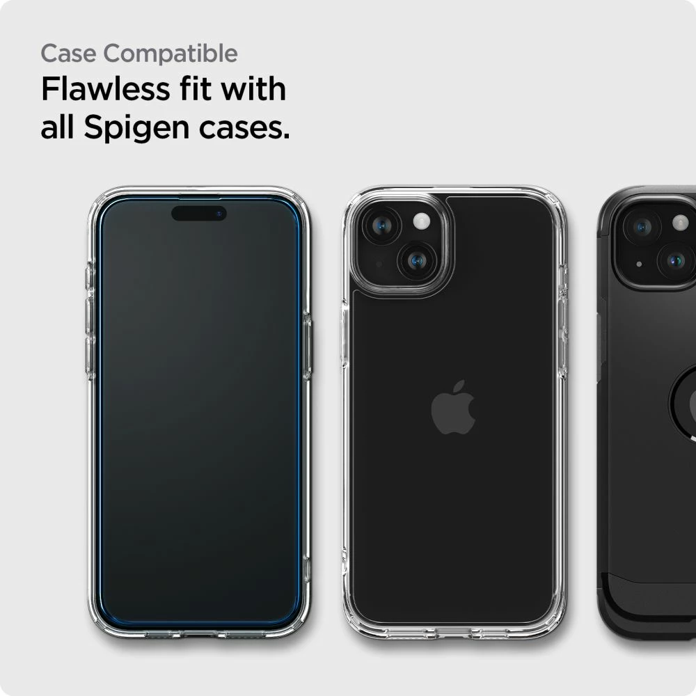 Zaščitno steklo za iPhone 15 AlignMaster tR Spigen, 2 kosa, črno