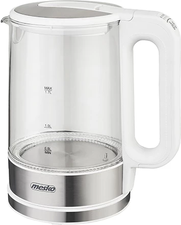 Električni čajnik iz stekla Mesko MS1301, 1,7 L, nadzor temperature, LED, bel