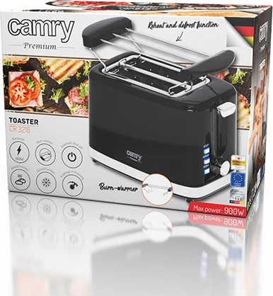 Toster Adler CR 3218, 2 rezini, 900 W, črn