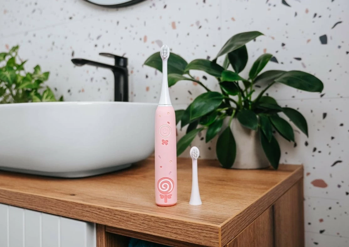 Sonična zobna ščetka za otroke, Concept KIDO SMILE ZK6010, 5–9 let, roza, komplet s 4 glavi