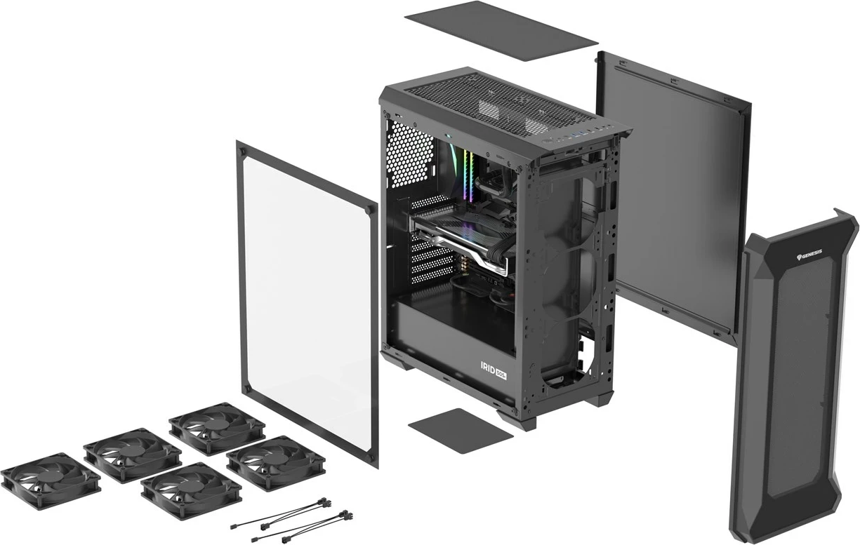 Midi tower ohišje GENESIS Irid 505F, črno