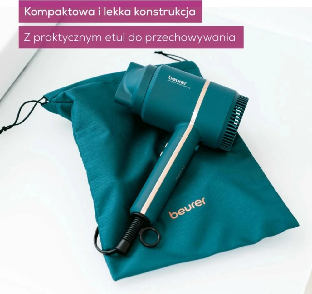 Sušilnik za lase, 2000 W, 3 stopnje, ionizacija, modro-tirkizen Beurer HC35 Ocean