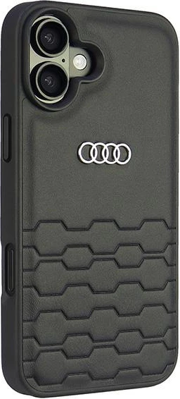 Ovitek za iPhone 16 Plus 6,7", Audi, umetno usnje, črn, HardCase