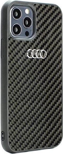 Ovitek za telefon iz karbonskih vlaken za iPhone 12/12 Pro 6,1", Audi, črn