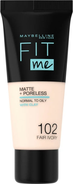 Matirajoča in za zmanjšanje por Maybelline Fit Me Matte & Poreless 102 Fair Ivory, 30 ml