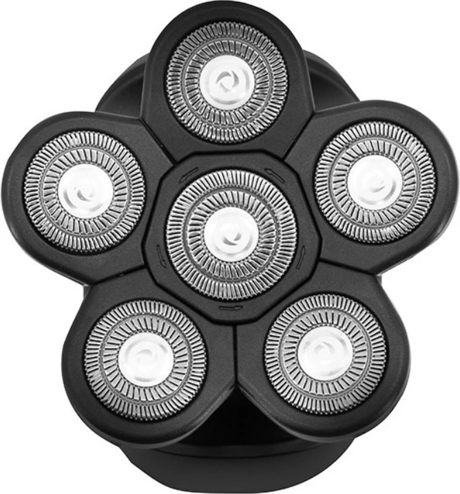 Brivnik za glavo, 6 fleksibilnih glavic, IPX6, za suho in mokro uporabo, 60 min baterija, s trimerjem za nos, Lafe MasterSmooth, črn