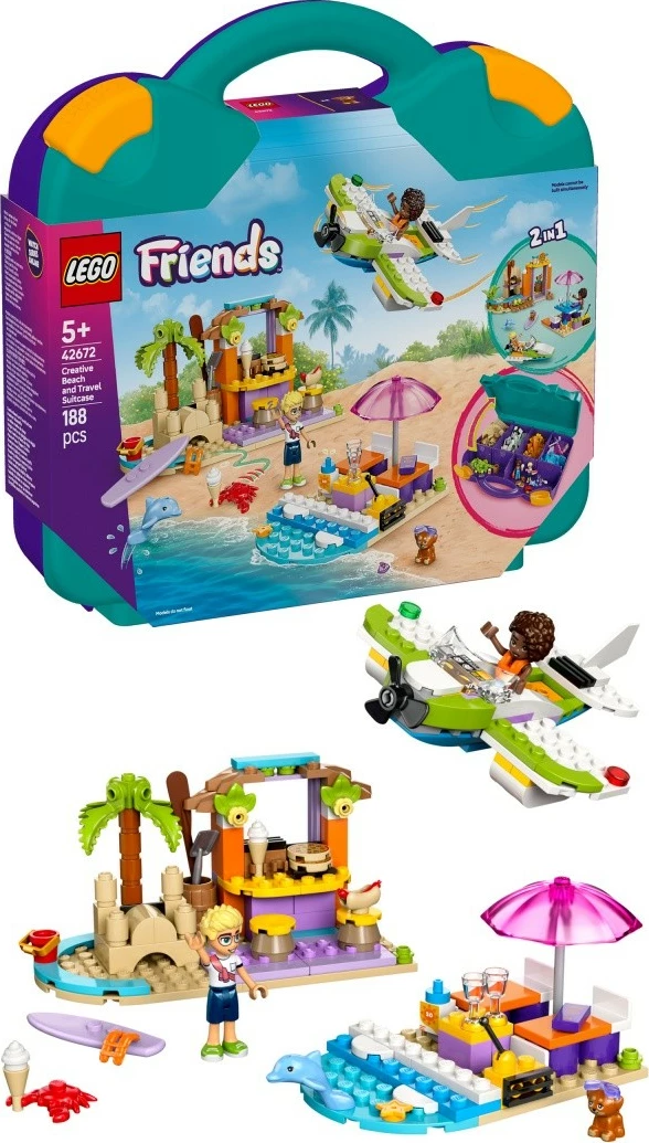 Kreativni plažni kovček LEGO Friends 42672, 188 delov, plastika