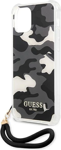 Ovitek za telefon Camouflage, trd, črn, Guess GUHCP12MKSARBK za iPhone 12/12 Pro