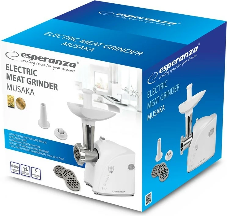Mlinček za meso Esperanza MUSAKA, 2200 W, bel