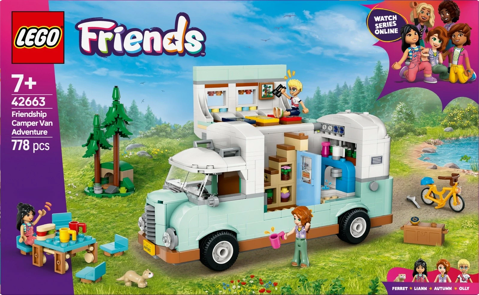 Set za gradnjo Avantura v prijateljičinem prikolici LEGO Friends 42663, 778 kosov, plastika