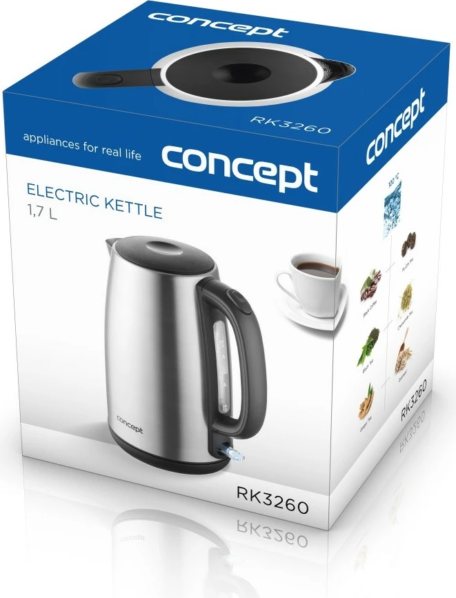 Električni grelnik vode Concept RK3260, 1,7 l, nerjaveče jeklo