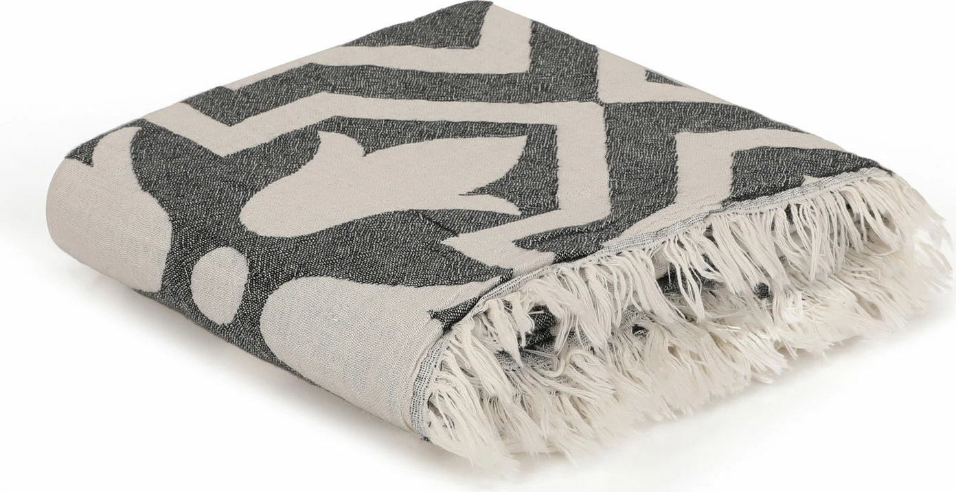 Plažna brisača Fouta Mijölnir Lalezar, črna in bež