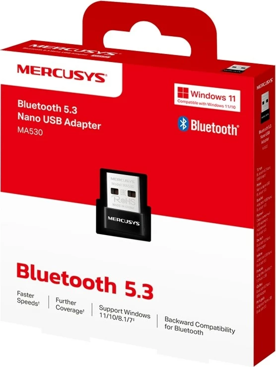 Bluetooth adapter MERCUSYS MA530, Nano USB, 5.3, črn Bluetooth adapter MERCUSYS MA530, Nano USB, 5.3, črn