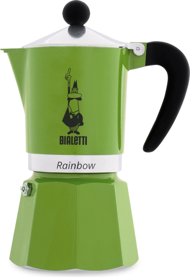 Kavni lonček, Bialetti Rainbow, 3 skodelice, alumin, zelen