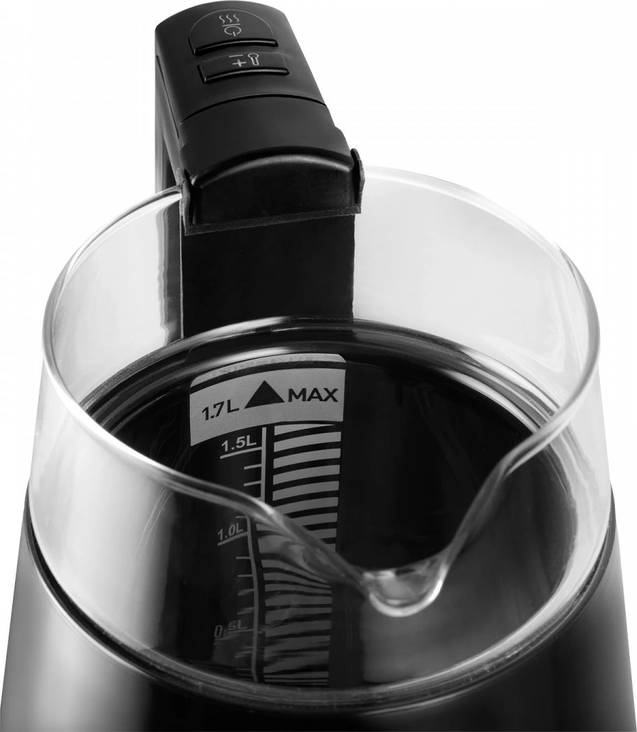 Električni ibrik 1,7 l, steklen, z digitalnim zaslonom, črn, Concept RK4170