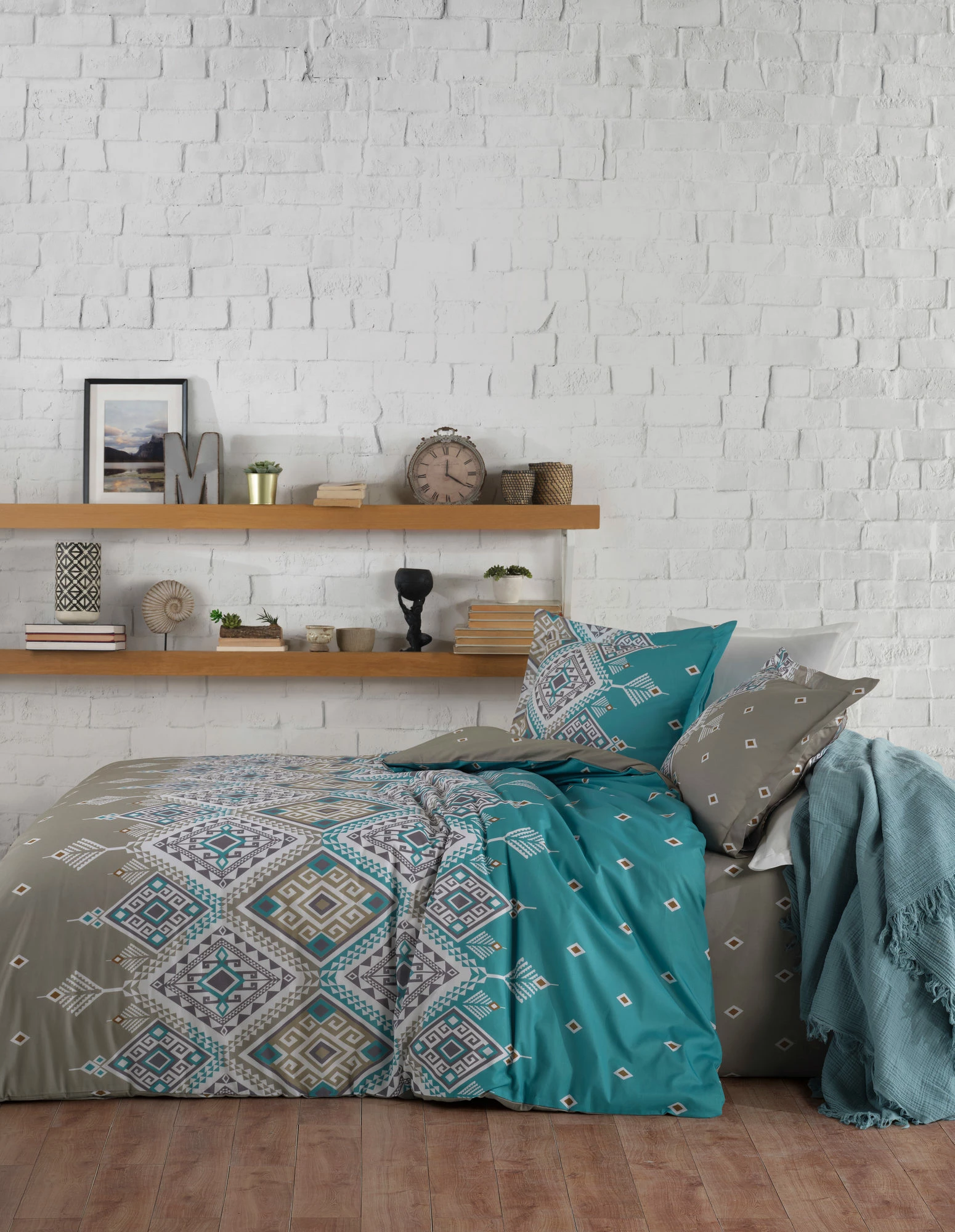 Prevleka za enojno odejo Ranforce, siva, turkizna, rjava, L'essentiel Bari