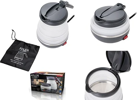 Električni čajnik 0,6 L, 750 W, črn in bel Adler AD 1279