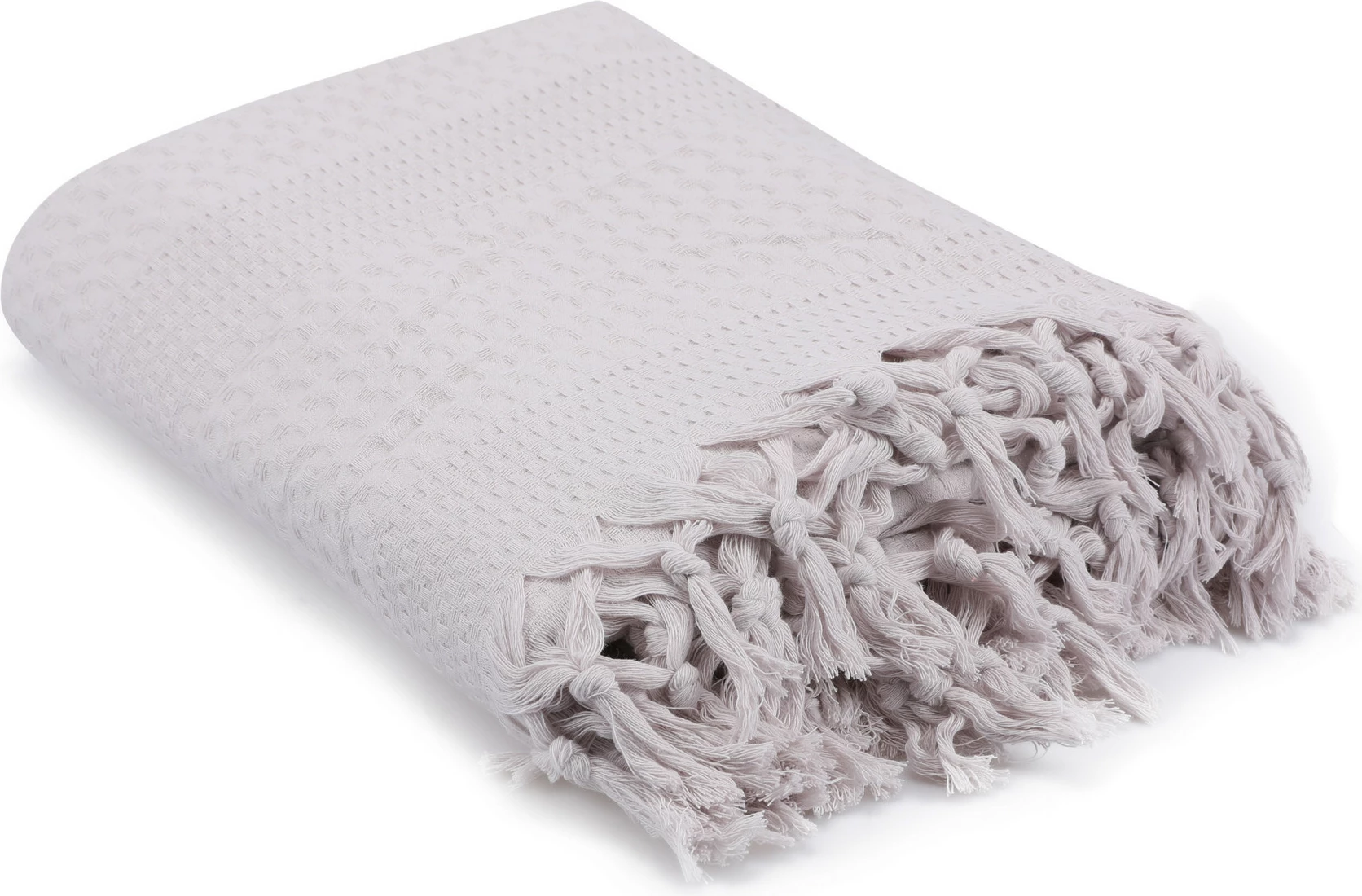 Rjuha Double Pique, svetlo siva, z ročno obdelanim robom, 220 x 240 cm